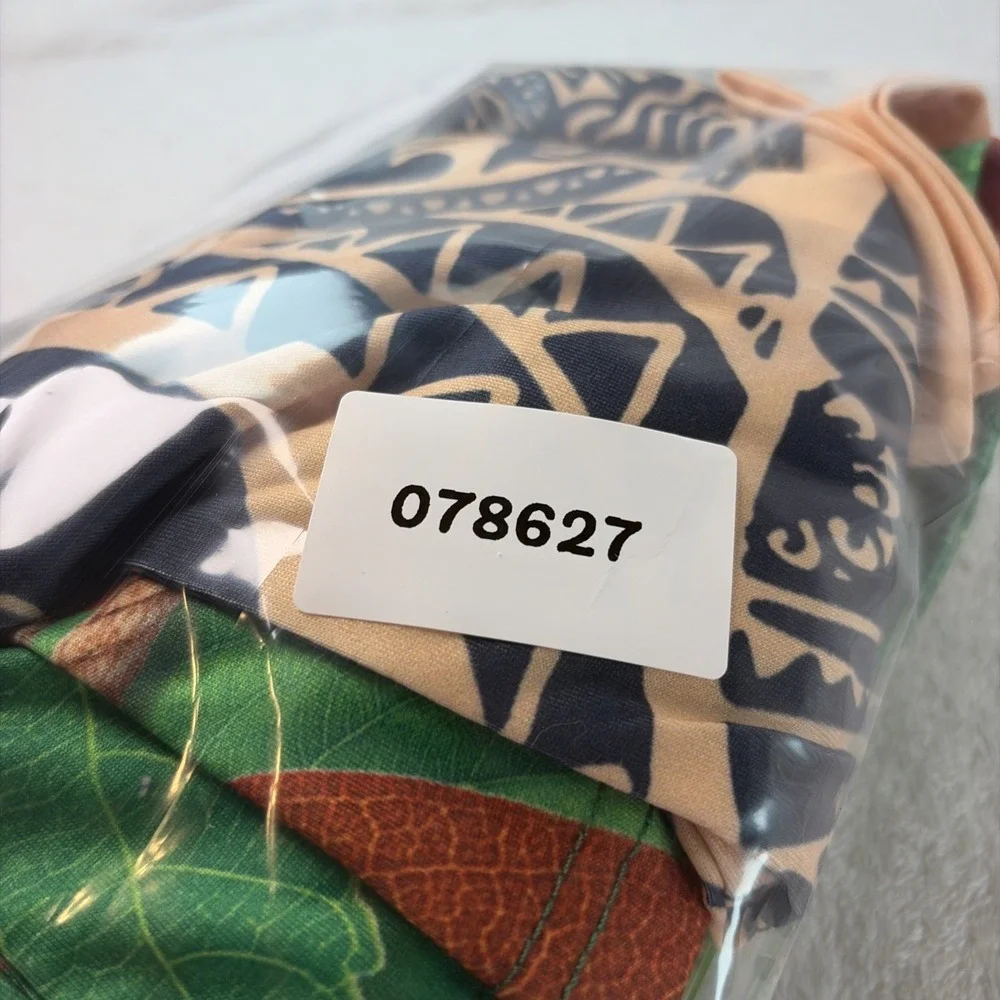 NWT LingQiShiZu Kids Maui Cosplay Costume Disney Moana Tattoo Print 130 6-7yrs